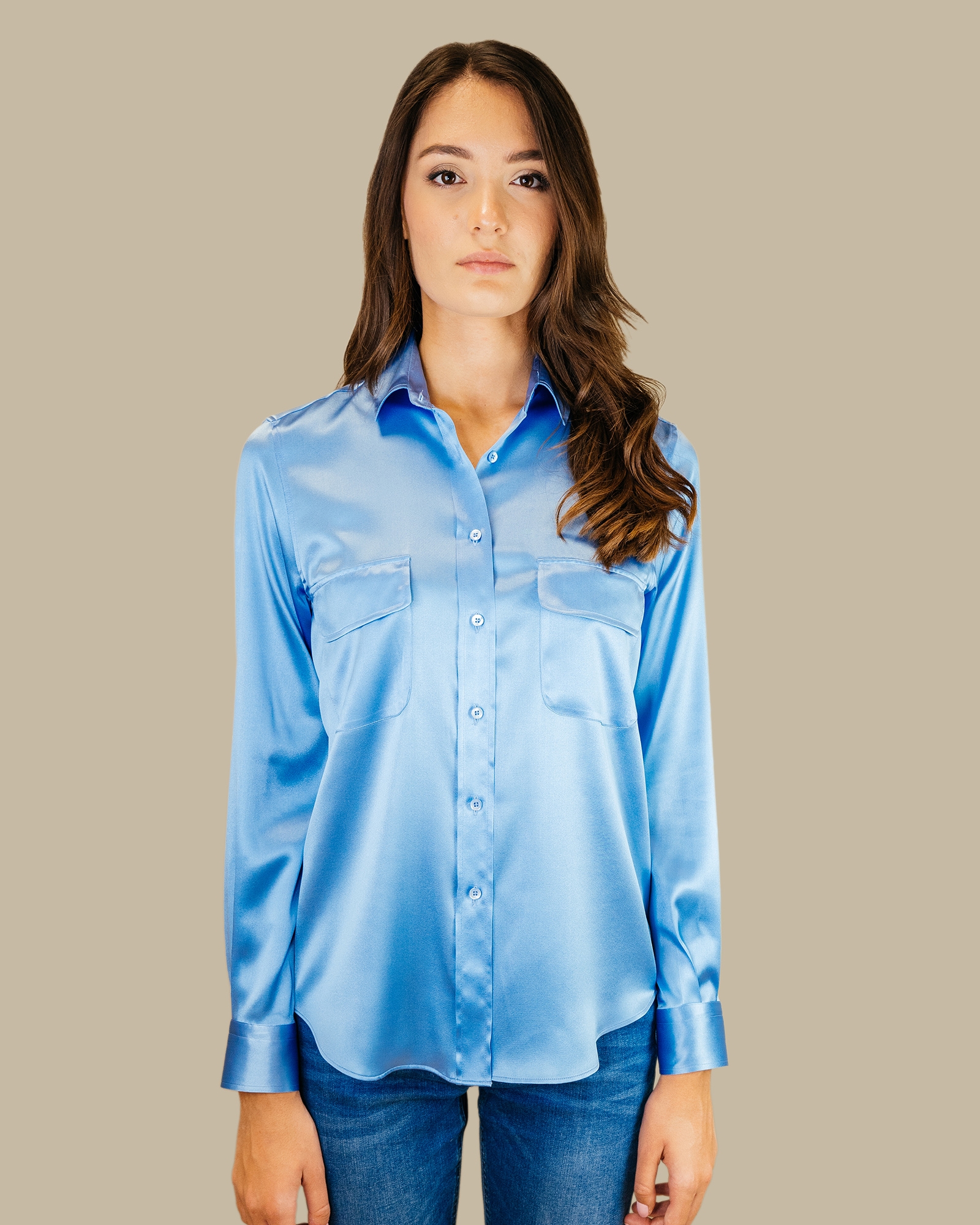 Light Blue Silk shirt